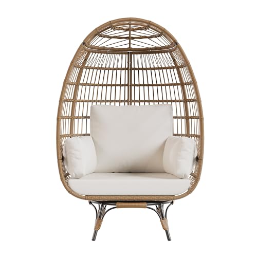 GarveeHome 360° Drehbarer Rattan-Ei-Stuhl, Stabil & Komfortabler Loungesessel Für Garten, Terrasse, Balkon & Wohnzimmer – Bis 160 kg Belastbar, Mit Dicken Kissen & Robustem Stahlrahmen GarveeHome 360° Drehbarer Rattan-Ei-Stuhl, Stabil & Komfortabler Loungesessel Für Garten, Terrasse, Balkon & Wohnzimmer – Bis 160 kg Belastbar, Mit Dicken Kissen & Robustem Stahlrahmen