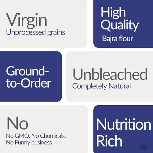 Image of TWF Stone Ground Bajra Flour | 500 g | Bajri Atta | Not Pulverized | Hulled | Hand Pounded | Pearl Millet Atta | Naturally Gluten-Free | 100% Virgin Grains