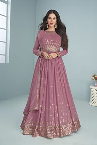 Image of ZUVAANYA Ready To Wear Indian /Pakistani Party Wear Women's Embroidery Faux Georgette Anarkali Floral Gown For Women