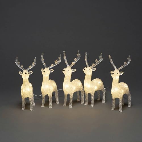 Konstsmide Christmas Outside Acrylic Decoration Five Baby Reindeers/Outdoor Lighting (IP44) / 40 Warm White LEDs/Transparent Cable