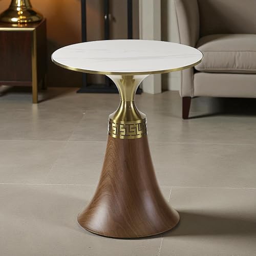 Image of The Attic Verona Marble Top End Table, Honey & Gold