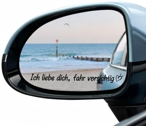 Ich Liebe Dich Fahr Vorsichtig Aufkleber Satz, Auto Sticker Love Liebe | Auto Deko für Autospiegel mit Vierblättriges Kleeblatt Schlüsselanhänger Als Führerschein Bestanden Geschen