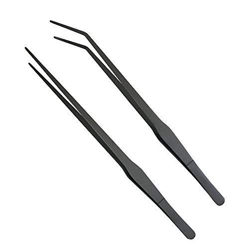 15 inch Long Tweezers Set Feeding Tongs Aquarium Stainless Steel Straight Curved Tweezer