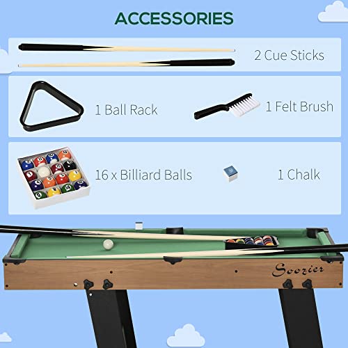 Soozier 38" Foldable Billiards Tabletop Game, Pool Table Set, Fun For The Whole Family With Easy Folding For Storage, Balls, Cues, Chalk, Brush For Game Room, Man Cave #TOP4