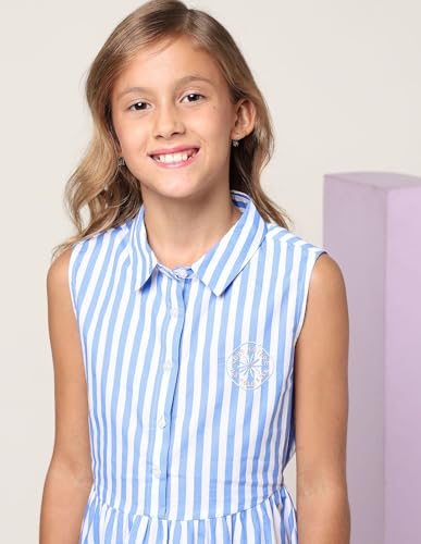 Image of U.S. Polo ASSN. Kids Dress for Girls - 100% Cotton, Sleeveless, Striped Pattern, Casual Girls Dress
