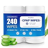 CPAP Mask Wipes, 240 Count (2-120 Canisters) Jumbo Pack, Unscented, Extra Large & Moist, Alcohol Free, Lint Free, 3-5 Months Supply for Daily CPAP Machine and Supplies Care