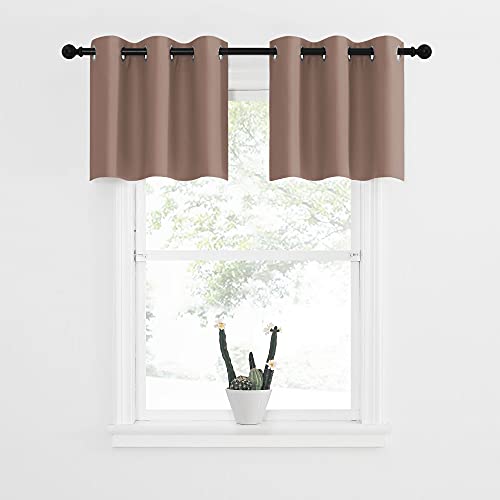 NICETOWN Short Curtains Blackout Tiers Nursery Valance - Thermal Insulated Light Reducing Drapes for Baby's Bedroom(1 Pair, 42W by 18L with 1.2 inches