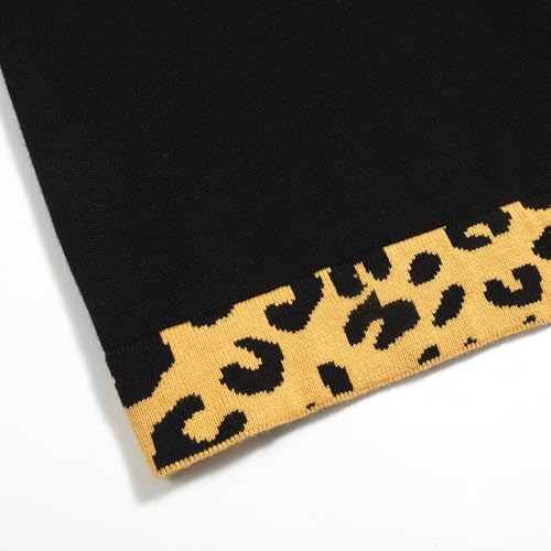 Men's Retro Black Knitted Poloshirt, Vintage Animal Floral Patten Polo Cotton Short Sleeve with Quarter Button4