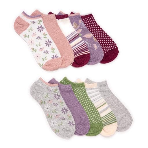 MUK LUKS Women's 10 Pack Low Cut Socks, Floral, OS2