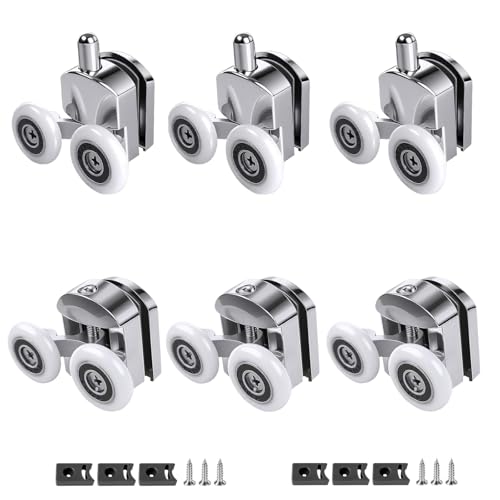 Image of 23mm Shower Door Roller 6Pcs Shower Door Rollers Replacement with Anti Collision Block and Screws for 4-6mm Glass Door