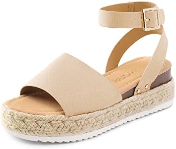 DREAM PAIRS Women's Platform Espadrilles Casual Ankle Strap Wide ...