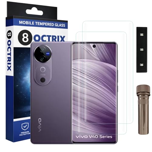 Image of Curved UV Tempered Glass Screen Protector for Vivo V40 5G /Vivo V40 Pro | Transparent | Pack of 2 | Full Screen Coverage with UV Installation Kit