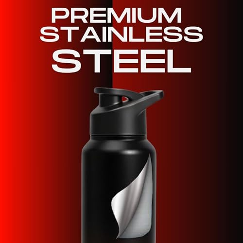 Image of Speedex Stainless Steel Water Bottle 1 Ltr, Leak Proof Sipper Cap, BIS Approved 1000 ml Metal Bottle For Daily, Office, School, Gym, Travel Use for Men, Women, Kids, Adults, Black Wine, Set of 2