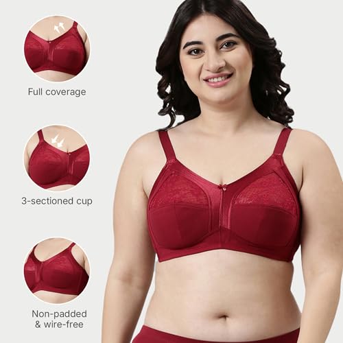 Image of Enamor Innovations Fabcool M-Frame Side Shaper Panel Women's Cotton Everyday Bra - Non Padded, Wirefree, Full Coverage - A014 (Available in Plus Sizes)