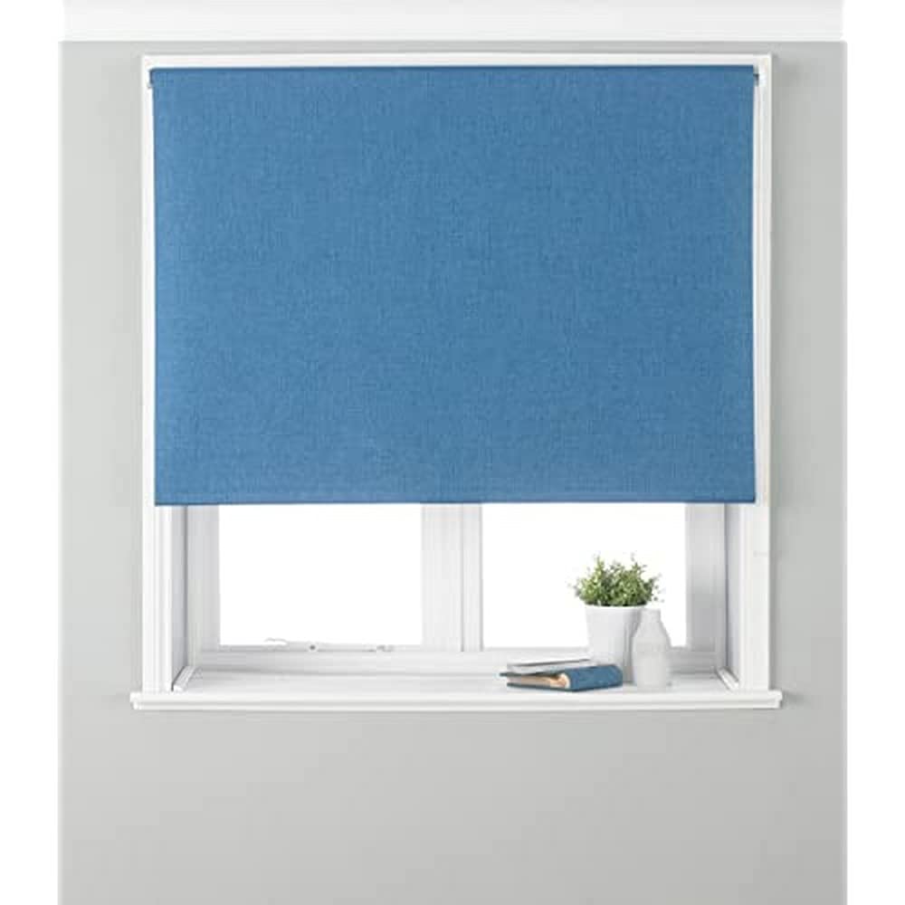 Riva Home Eclipse Blackout Roller Blind, Polyester, Denim, 60" x 64" (153 x 162cm)
