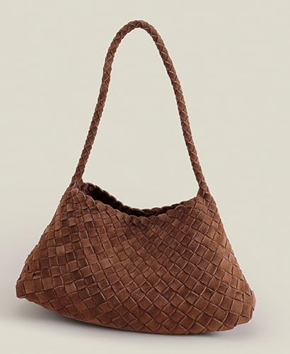 Woven Top Handle Bag Textured Suede Hobo Handbag Market Shoulder Purse for Women Daily Shoulder Bag3