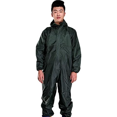 Men Waterproof Overalls Hooded Rain Coveralls Work Clothing Dust-Proof Paint Spray Male Raincoat Workwear Safety Suits M-XXXL Green Cover