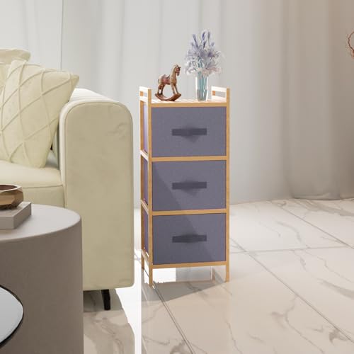 Image of Lifelong 3-Drawer Fabric Storage Organizer with Wooden Frame | Multipurpose Storage Unit for Bedroom, Living Room, Office & Kids' Room | Lightweight Drawers| Foldable Non-Woven Fabric Drawers | Grey