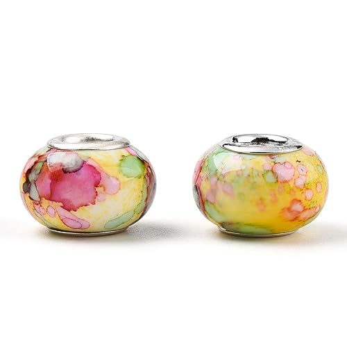 Airssory 100 Pcs 5mm Hole Opaque Resin European Beads Imitation Crystal Rondelle Two-Tone Large Hole Spacer Beads for Jewelry Making Findings - Image 4