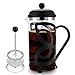 MaxMiuly Cafetera grande de 8 tazas/1 L, de vidrio borosilicato, cafetera de prensa francesa, de acero inoxidable, para café y té, con filtros de repuesto y cuchara de café, color negro