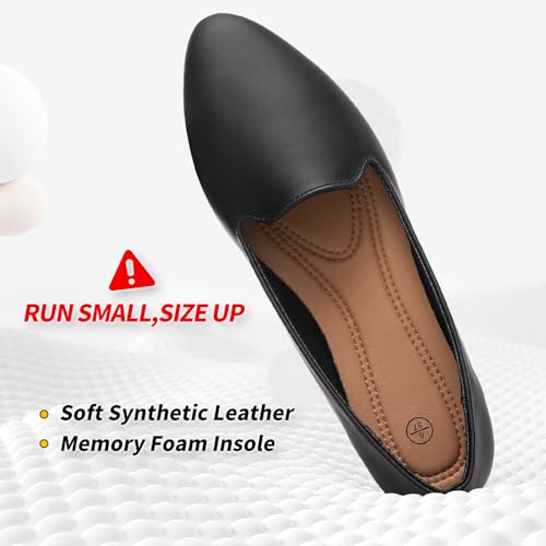 BABUDOG Womens Flats with Synthetic Leather,Classic Black and White Flats Shoes,Dress Shoes for Women2