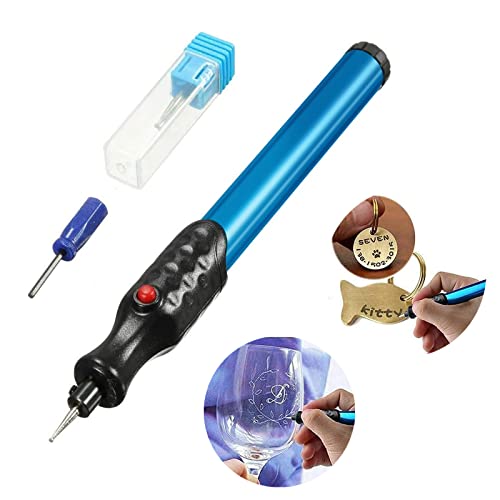 Towwoo Bolígrafo de grabado, bolígrafo de grabado portátil con punta de diamante, herramientas de grabado inalámbrico de aluminio para joyas de madera, vidrio, metal, plástico, cerámica