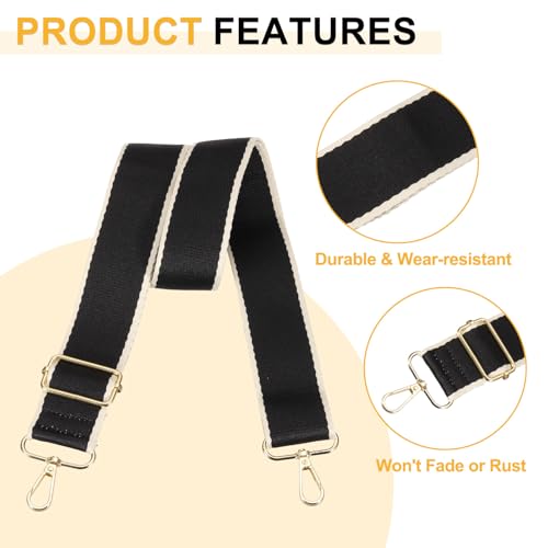 Image of PATIKIL 55in Purse Straps Replacement Crossbody, Bag Straps Crossbody Universal Adjustable Canvas for Purses Handbags Guitar, Black