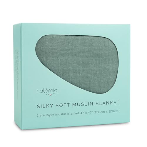 Image of Natemia Muslin Baby Blanket - Ultra Soft, Breathable Baby Blankets for Girls and Boys - Newborn Essentials- Multi-Purpose Stroller Cover, Play Mat, XL Swaddle - Cotton Rayon Blend- 47" x 47"