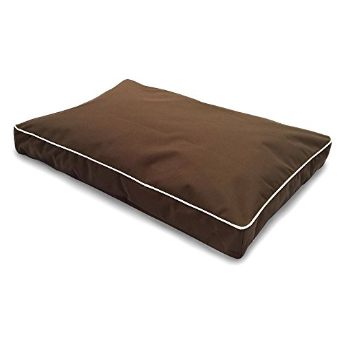 Image of Furhaven Water-Resistant Pillow Dog Bed for Medium /Small Dogs w / Removable Washable Cover - Indoor & Outdoor Solid Polycanvas Mattress - Espresso, Medium