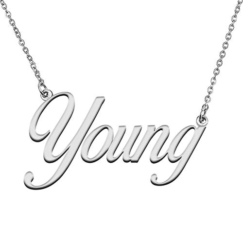 GR859C Custom 18K Gold Plated Necklace with Name Young for Women