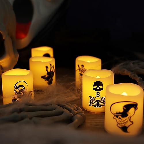 Image of Halloween Battery Operated Flameless LED Votive Candles with Timer 6 Pack