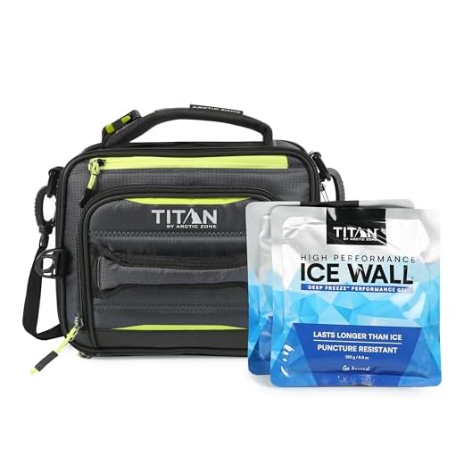 Arctic Zone Titan Deep Freeze Fridge Cold Expandable Insulated Horizontal Lunch Pack with 2X 250g High Performance Ice Walls, Grey