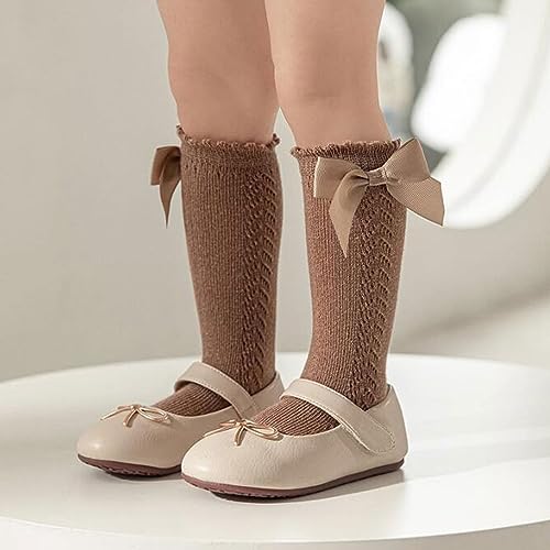 FZBNSRKO 5 Pairs Baby Knee High Socks,Infants Bow Socks,Toddler Girl Dress Socks For Spring Summer Autumn(Random Color)2