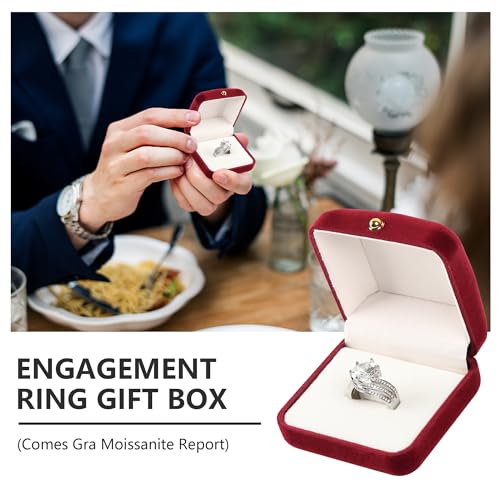 5ct Moissanite Engagement Rings for Women, Promise Wedding Rings,Solitaire Diamond Travel Engagement Ring for Women,Simulated Diamond Anniversary Rings Us Size 9 Gift box2
