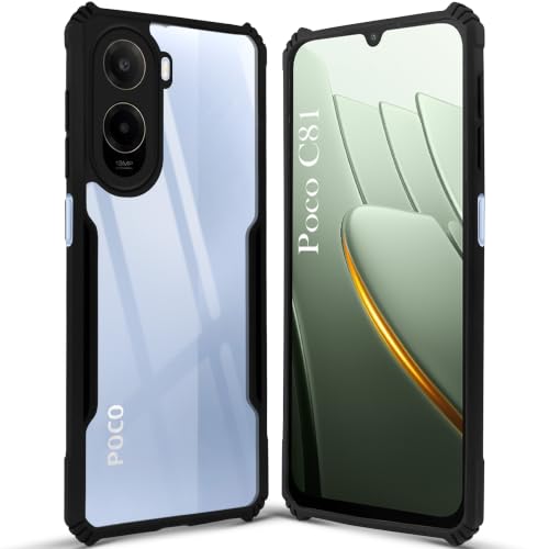 Image of Jkobi Hybrid Back Cover Case for Poco C81 5G (Shockproof with Polycarbonate Clear Panel | Professional Black)
