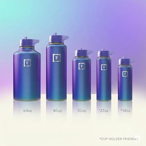 Image of IRON FLASK 64 oz Wide Mouth Water Bottle with Straw | Insulated Half Gallon Water Bottle with Leakproof Straw Lid - BPA Free, Cold 24 Hrs, Sweat Free (Aurora)