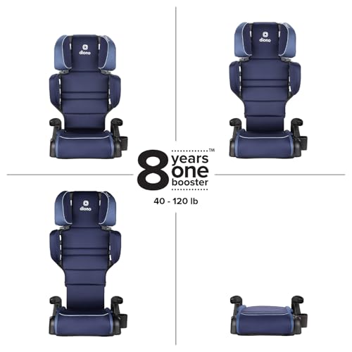 Image of Diono Connect3 R 2-in-1 High Back Booster, Slim Fit 3-Across in Many Mid-Sized Sedans and SUVs, for Children from 40-120 lbs., Lightweight with Cupholder, Blue Surge