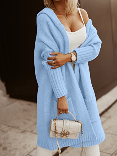 Image of Aoysky Womens Long Cardigans Cable Knitted Open Front Oversized Hooded Outerwear Sweater Coat
