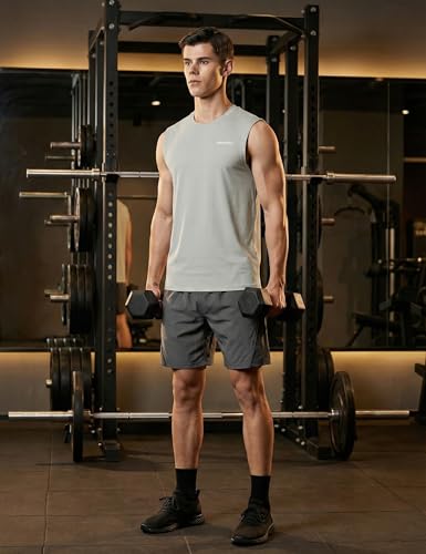 Image of DEMOZU Men's Sleeveless Workout Swim Shirt Quick Dry Athletic Muscle Beach Tank Top Big and Tall