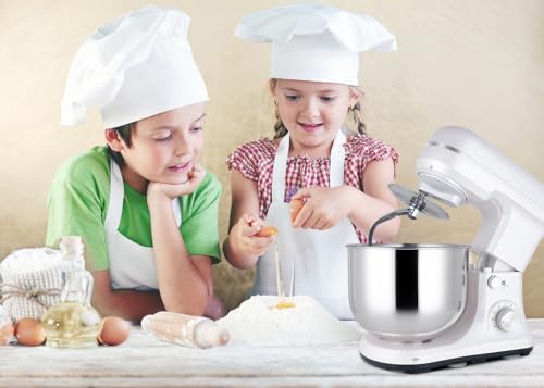 MURENKING Stand Mixer 5-QT, 6+P Speed Tilt-Head Food Mixer 300W Dough Mixer with Stainless Steel Bowl,Dough Hook,Flat Beater&Whisk Electric Kitchen Mixer for Household Baking, Anti-Slip(Pearl White) by murenking - Used condition - Image 9