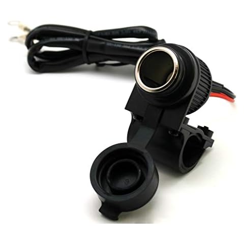 Cliff Top Heavy Duty Waterproof Motorcycle Cigarette Lighter Adapter Female Socket Power Charger + 3.3 Amp Dual USB Car Charger for 7/8-1" Handlebar ATV UTV Smart Phone GPS Tablet Camera Cover