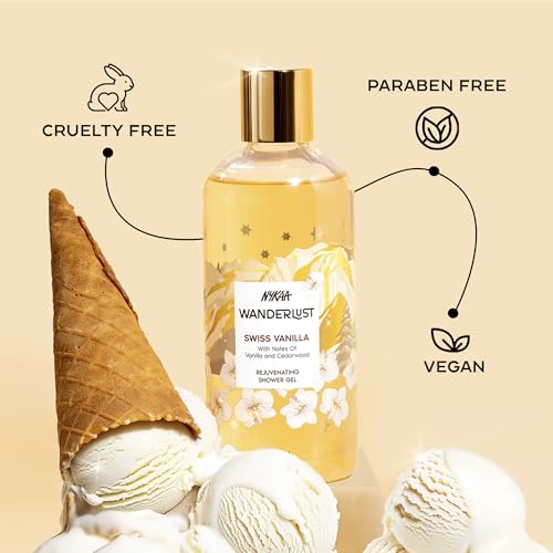 Image of Nykaa Wanderlust Swiss Vanilla Shower Gel, Vanilla & Cedarwood Fragrance, Rejuvenating Body Wash, Hydrating Formula, Vegan & Cruelty-Free, 250ml