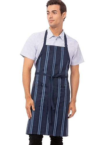 Tablier à rayures bleu Chef Works Presidio idéal pour vos barbecues et repas en famille