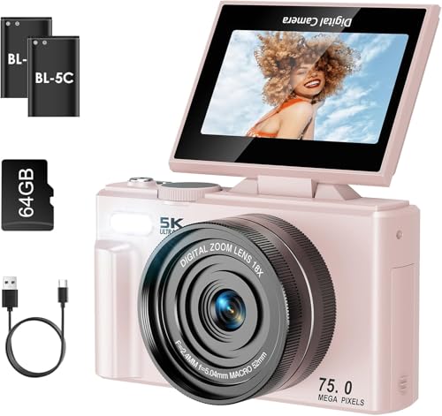 Fotocamera Digitale 5K 64MP Con Zoom 18X E Autofocus – Schermo Rotante 180°, Per Vlogging E Principianti (con 32GB) - 2