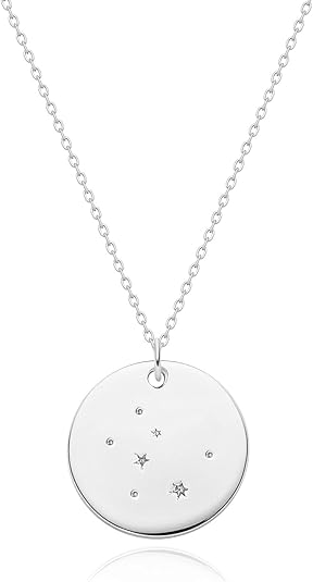 MEVECCO Gold Necklace Coin Disc Zodiac 12 Constellation Star Connected Engraved Horoscope Sign Astrology Pendant 18K Gold Plated Chain Dainty Personalized Simple Jewelry