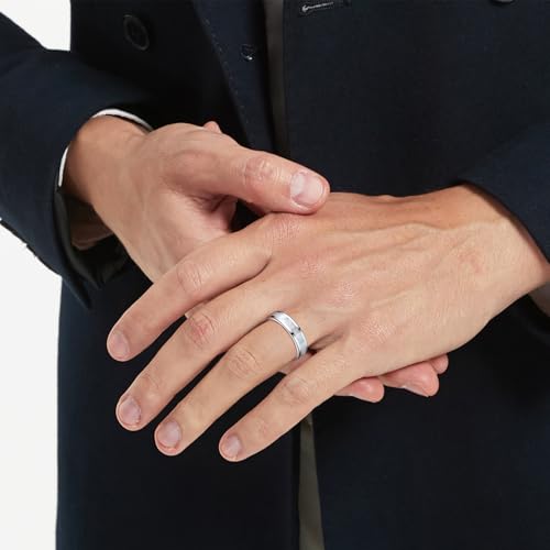 Vakki Tungsten Wedding Ring for Men Women Mother of Pearl Shell Inlay 6mm Silver/14k Gold/Rose Gold Tungsten Carbide Engagement Band Comfort Fit Size 7-124