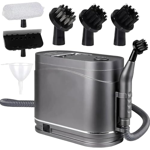 Limpiador a Vapor Portátil 1500 W, Máquina Limpieza a Vapor Portátil con 5 Cabezales Cepillo, 2 Modos Limpieza, Tanque Agua 1,2 L, Vaporizador Mano 105-120 °C, Para Azulejos Muebles Cocina Coche
