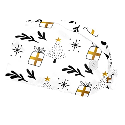 Chapeaux bouffants de travail JDEZ avec motif sapin de Noël pour hommes et femmes