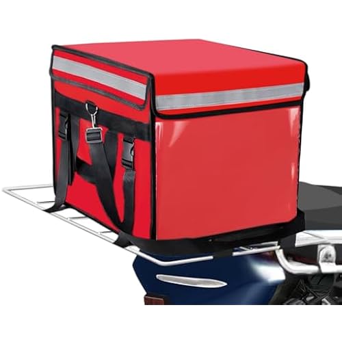TooCust Large Insulated Food Delivery Bag with Fixed Base and Internal Frame, XXL 19.7" x 15" x 15", Commercial Pizza Delivery Bag w/Divider, Waterproof & Foldable Catering Bag Food Deliveries, Red