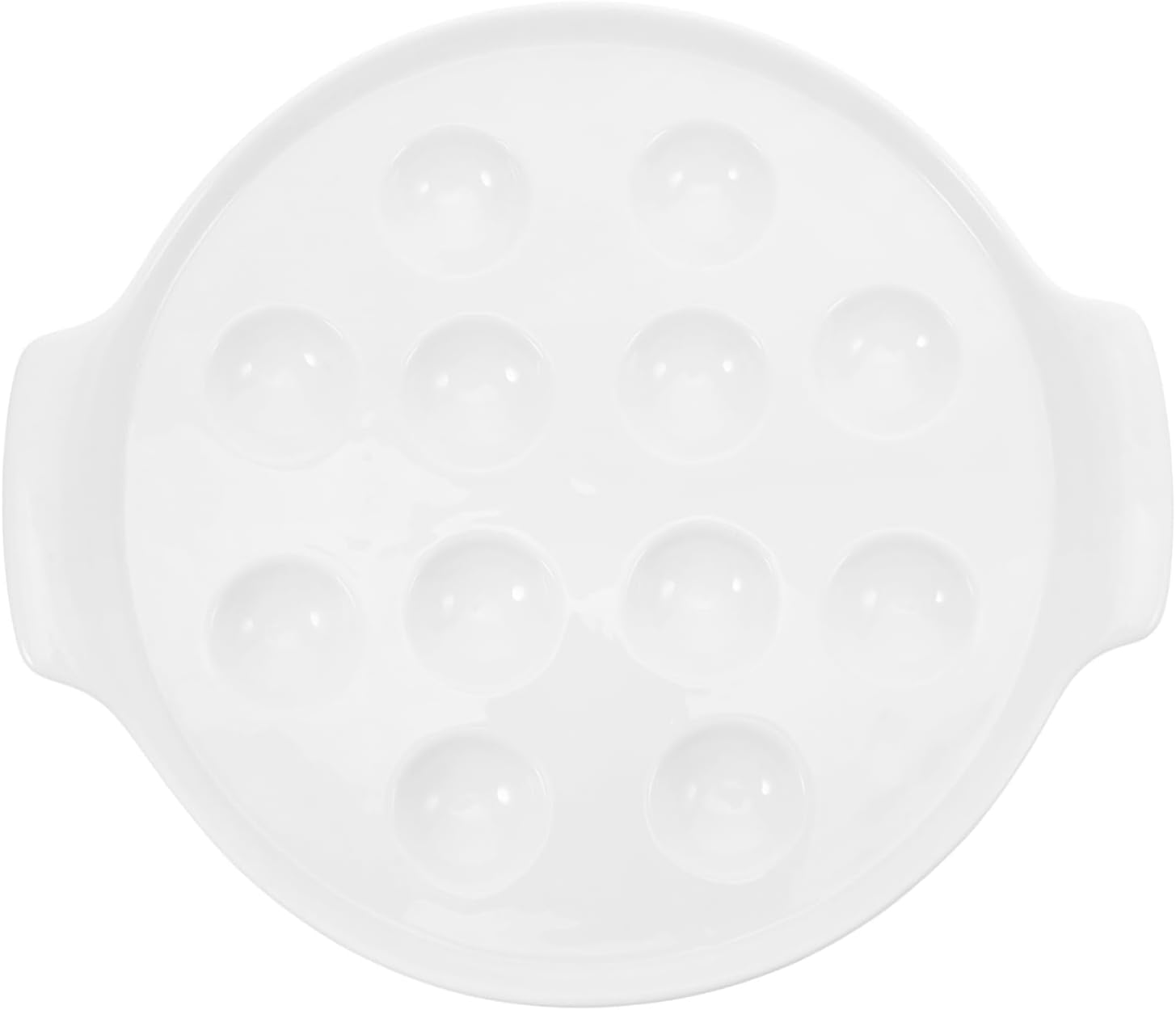 Dual Handle Ceramic Escargot Baking Dish Snail Plate for Mushrooms and Seafood Oven Safe Easy Handling with Groove Design for and Bbq